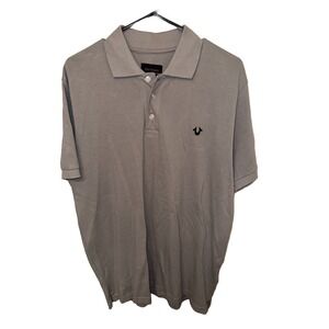 True Religion Mens Polo Shirt Size XL Gray Embroidered Logo Collared X-Large